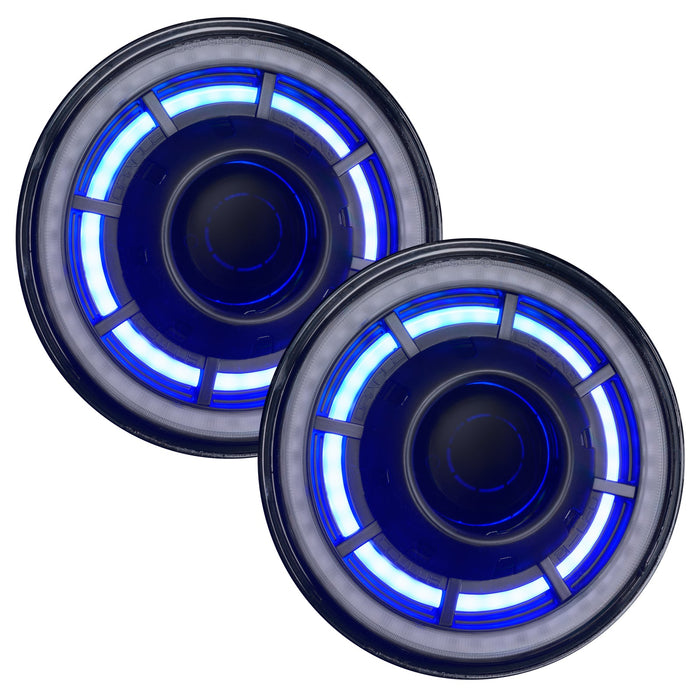 7" Oculus Headlights with blue LED inner halo ring.