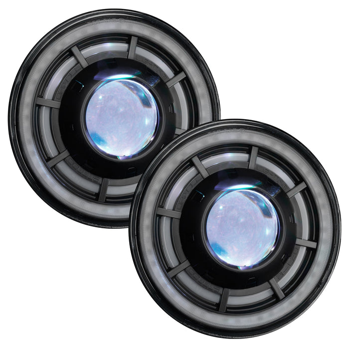 7" Oculus Headlights with white demon eye projector.