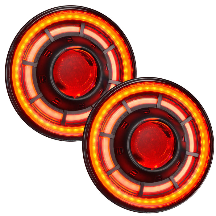 7" Oculus Headlights with all 3 lighting zones set to red.