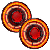 7" Oculus Headlights with all 3 lighting zones set to red.