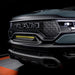 Front end of a RAM TRX with Front Bumper Flush LED Light Bar System installed with yellow LEDs