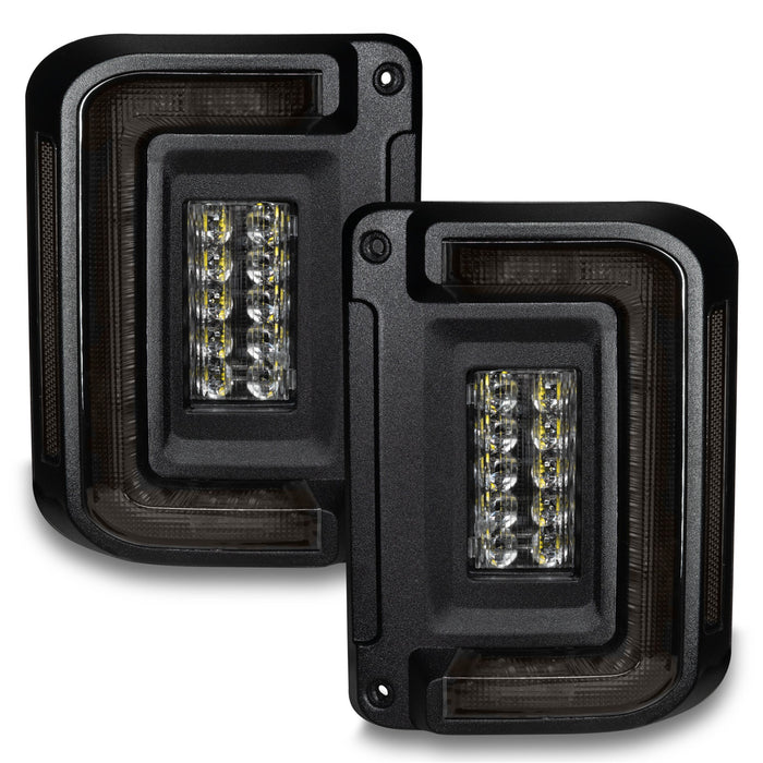 Flush Mount LED Tail Lights for 2007-2017 Jeep Wrangler JK with tinted lens