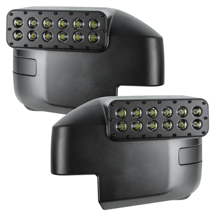 Slightly angled view of 2021-2024 Ford Bronco LED Off-Road Side Mirror Ditch Lights