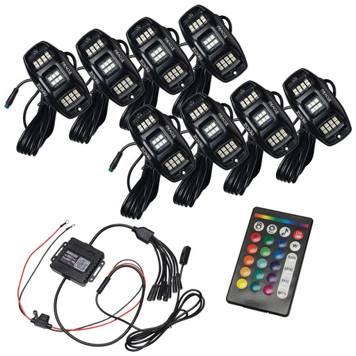 ColorSHIFT RGB+W Underbody Wheel Well Rock Light Kit with wiring and remote