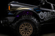 Low shot of fiber optic wheel liner kit installed with pink LED lighting.