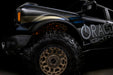 Low shot of fiber optic wheel liner kit installed with amber LED lighting.