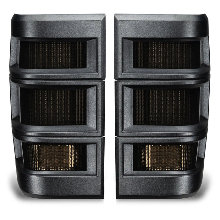 Front view of Jeep Comanche MJ LED Tail Lights with tinted lens