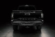 Straight rear view of black Toyota Tacoma with Tinted Flush Style LED Tail Lights installed