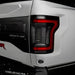 Close up of Flush Style LED Tail Lights installed on white Ford Raptor