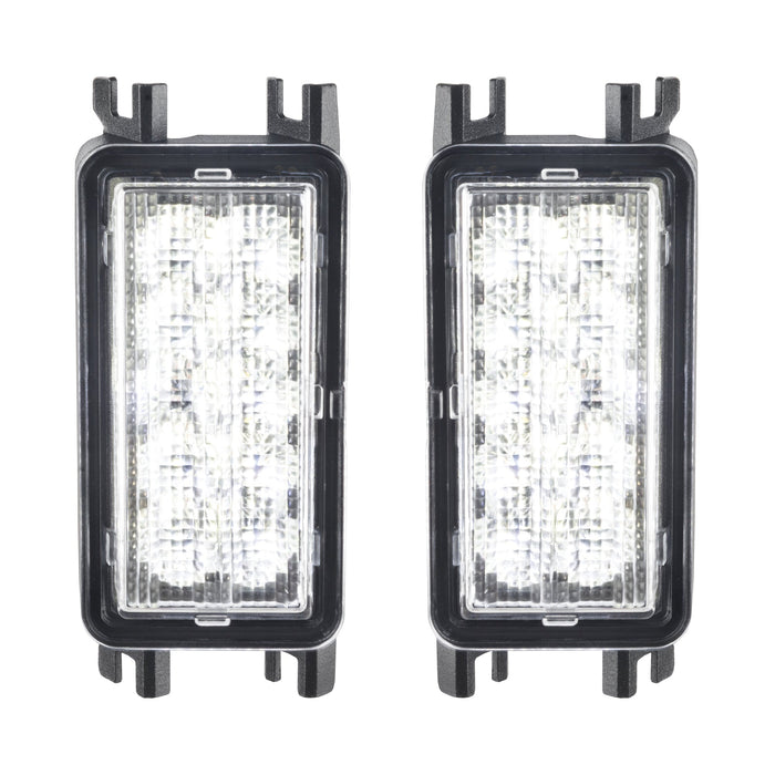 Front product view of Dual Function Amber/White Reverse LED Module for Jeep Wrangler JL Flush Tail Lights with white LEDs