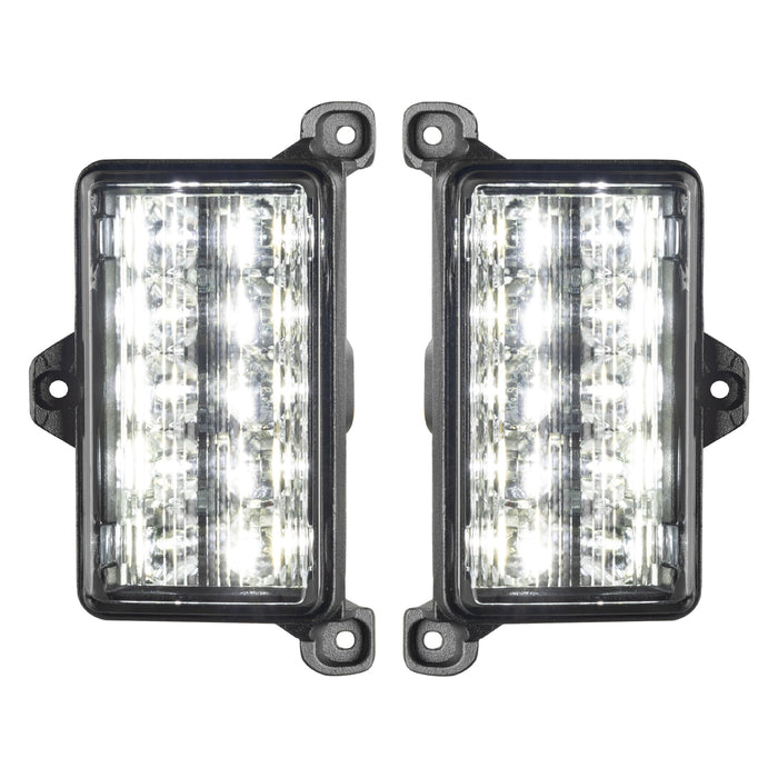 Front product view of Dual Function Amber/White Reverse LED Module for Jeep Gladiator JT Flush Tail Lights with white LEDs