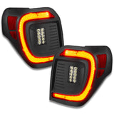 Angled view of Flush Style (Lensless) LED Tail Lights for 2014-2023 Toyota 4Runner with brake lights on