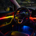 Dynamic ColorSHIFT 18-Piece Universal LED Interior Kit - Bluetooth Multi-Zone Lighting inside a car, showcasing vibrant LED lights.