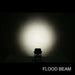 Floodlight casting a strong beam of light in a dark setting with 'FLOOD BEAM' text.