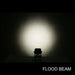 Floodlight casting a strong beam of light in a dark setting with 'FLOOD BEAM' text.