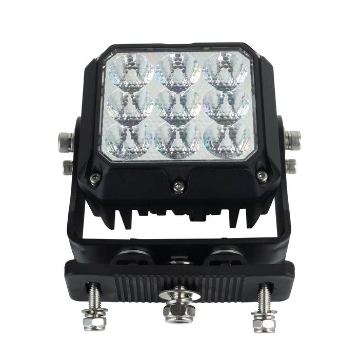 Square LED work light with multiple bulbs on a white background