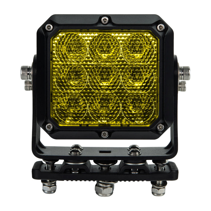 Yellow square light with black frame on a white background