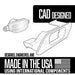 CAD designed components, made in the USA using international parts, showcasing innovative automotive design.