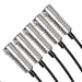 Close-up on five Fiber Optic LED Light Heads.