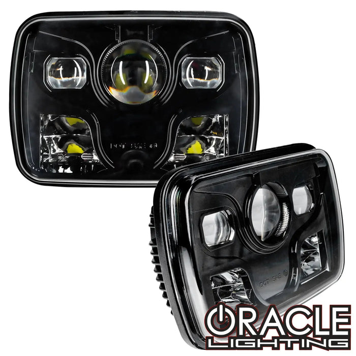 7"x6" 42W Replacement LED Headlight - Black (Pair)