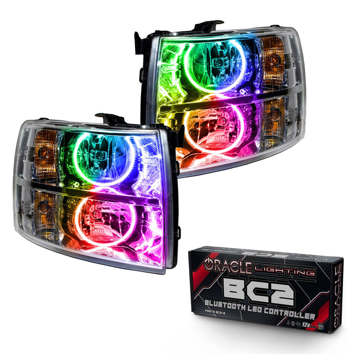2007-2013 Chevy Silverado Pre-Assembled Halo Headlights - Chrome Housing