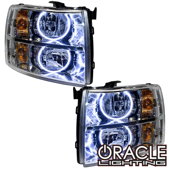 2007-2013 Chevy Silverado Pre-Assembled Halo Headlights - Chrome Housing