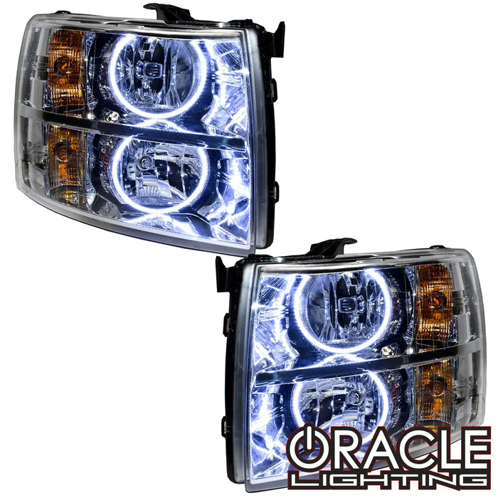 2007-2013 Chevy Silverado Pre-Assembled Halo Headlights - Chrome Housing