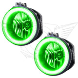 2007-2009 Chrysler Aspen Pre-Assembled Halo Fog Lights with green LED halo rings.