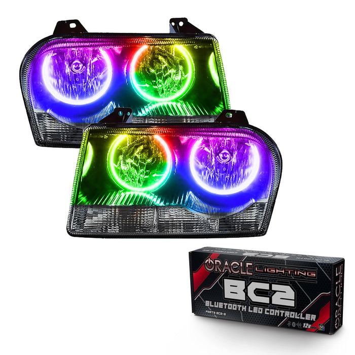 2005-2010 Chrysler 300 Base V6 Pre-Assembled Halo Headlights - Non HID - Chrome Housing