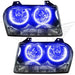 Chrysler 300 headlights with blue LED halo rings.