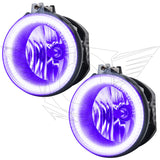 2008-2010 Dodge Challenger Pre-Assembled Halo Fog Lights with purple LED halo rings.