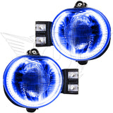 2002-2005 Dodge Ram Pre-Assembled Halo Fog Lights with blue LED halo rings.