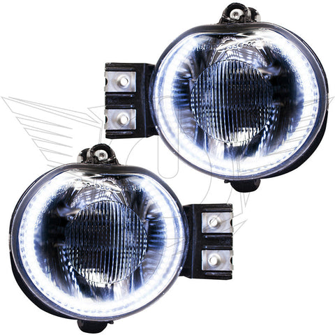 2006-2008 Dodge Ram Pre-Assembled Halo Fog Lights with white LED halo rings.