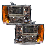 2007-2013 GMC Sierra Pre-Assembled Halo Headlights - (Square Ring Design)