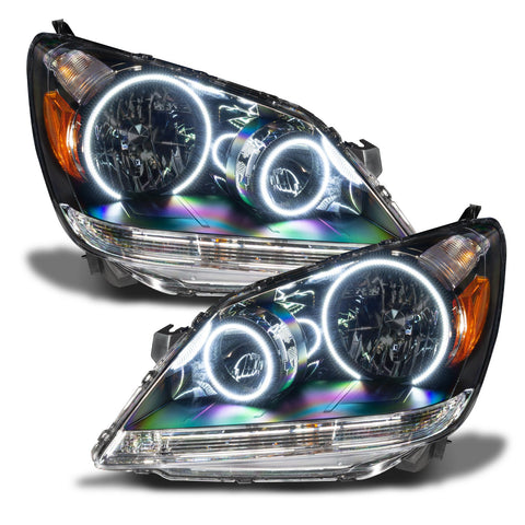 Honda Odyssey headlights with white LED headlight halo rings.