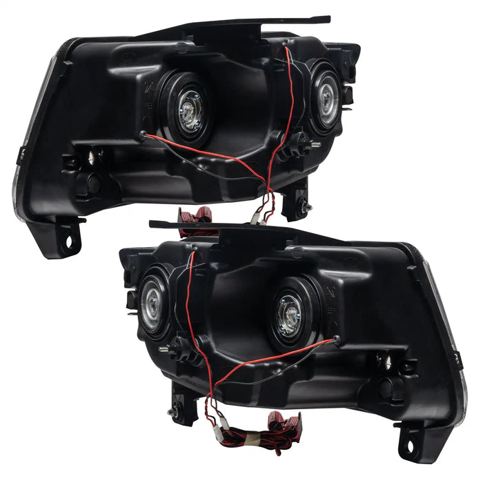 Rear view of 2011-2013 Jeep Grand Cherokee Pre-Assembled Halo Headlights - Non HID - Chrome