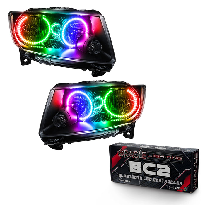 2011-2013 Jeep Grand Cherokee Pre-Assembled Halo Headlights - Non HID - Chrome