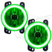 Jeep Wrangler JK fog lights with green LED halo rings.