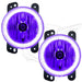 Jeep Wrangler JK fog lights with purple LED halo rings.