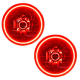 1997-2006 Jeep Wrangler TJ Pre-Assembled Halo Headlights with red LED halo rings.