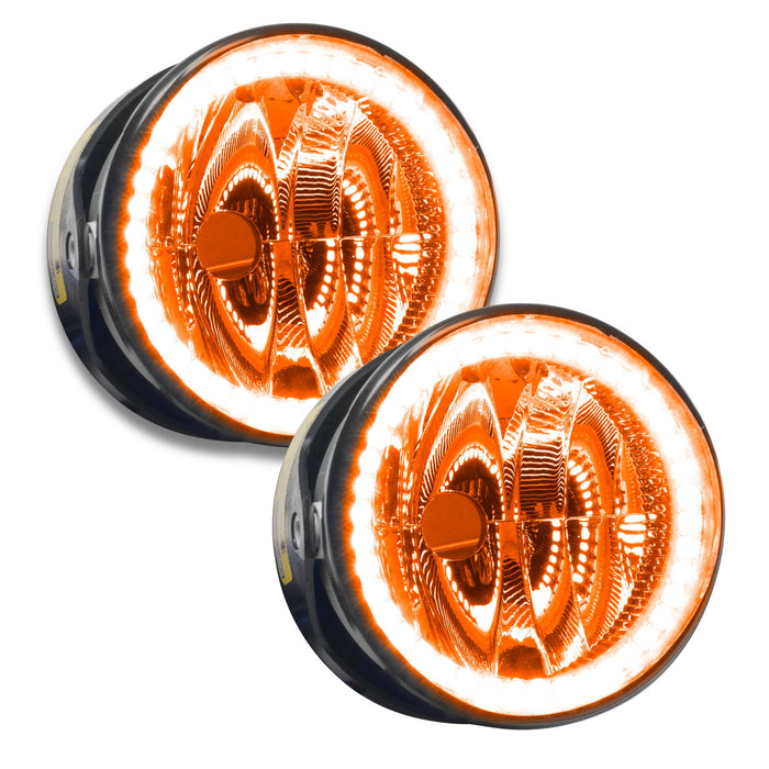 2003-2004 Lincoln Navigator Pre-Assembled Halo Fog Lights with amber LED halo rings.