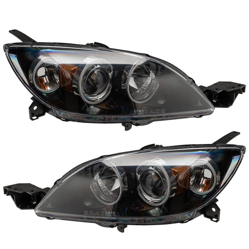 2004-2009 Mazda 3 Pre-Assembled Halo Headlights - Hatchback/Halogen Style
