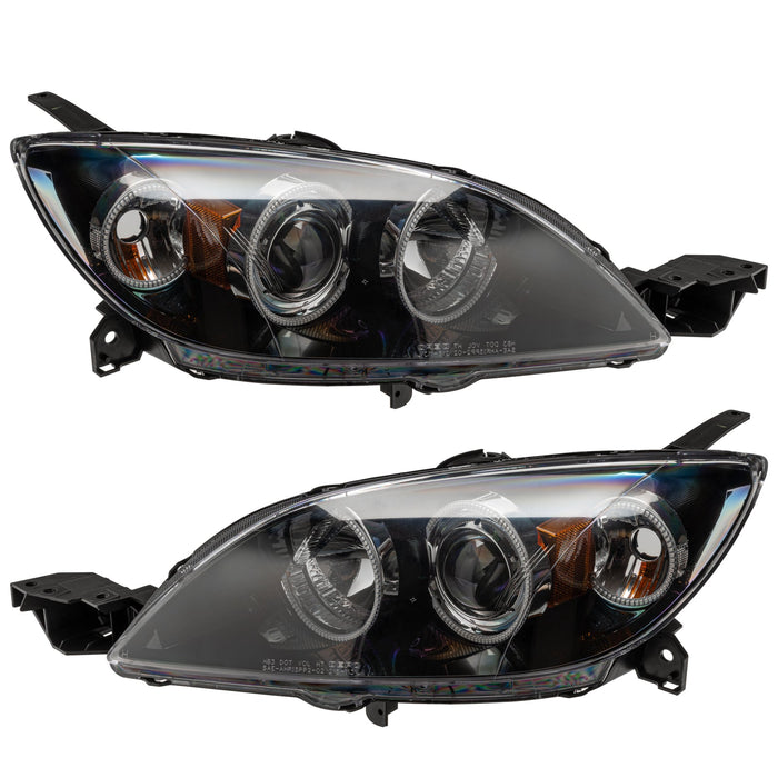 2004-2009 Mazda 3 Pre-Assembled Halo Headlights - Hatchback/Halogen Style