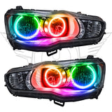 2008-2017 Mitsubishi Lancer Pre-Assembled Halo Headlights with ColorSHIFT LED Halo rings.