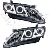 2007-2009 Toyota Camry LED Headlight Halo Kit with white LED halo rings.