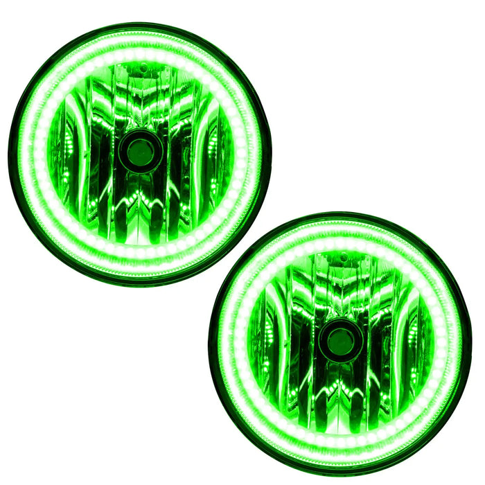 2007-2013 Toyota Tundra Pre-Assembled Halo Fog Lights with green LED halo rings.