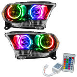 2011-2013 Dodge Durango Pre-Assembled Halo Headlights Non-HID - Black Housing with Simple Controller.