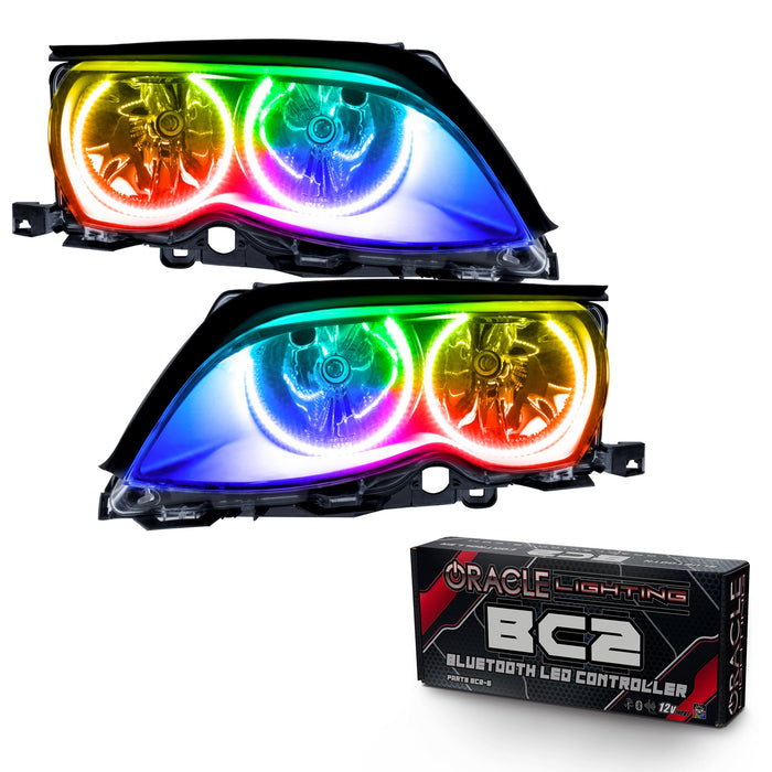 2002-2005 BMW 3 Series Pre-Assembled Halo Headlights - Black Housing