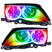 BMW 3 Series headlights with ColorSHIFT LED halo rings.