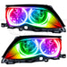 BMW 3 Series headlights with ColorSHIFT LED halo rings.